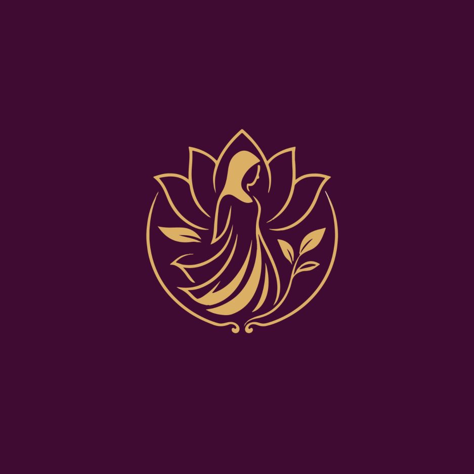 Model draped in a royal purple silk saree with gold zari inside a heritage courtyard